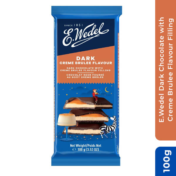 E.Wedel Dark Chocolate with Creme Brulee Flavour Filling, 100g