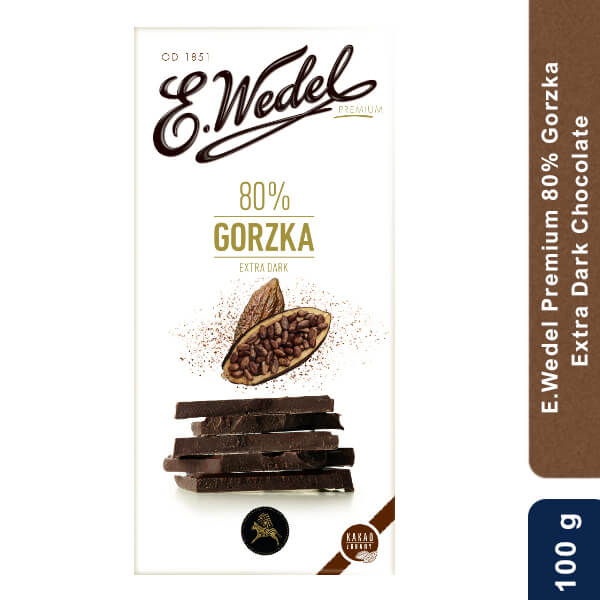 E.Wedel Premium 80% Gorzka Extra Dark Chocolate, 100g