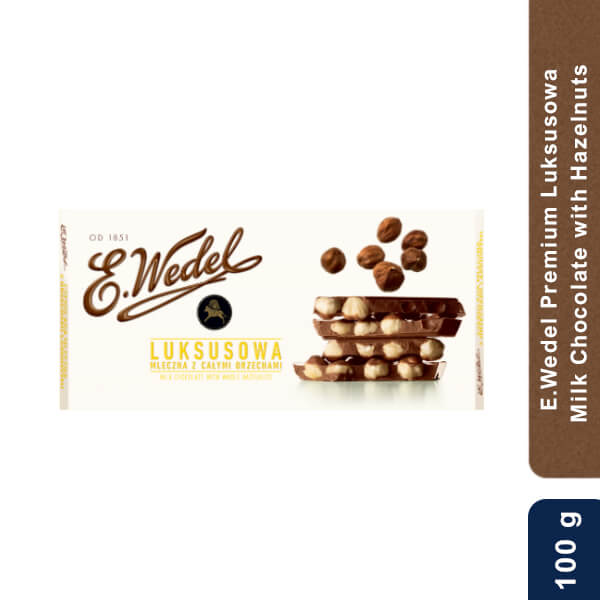 E.Wedel Premium Luksusowa Milk Chocolate with Hazelnut,s 100g