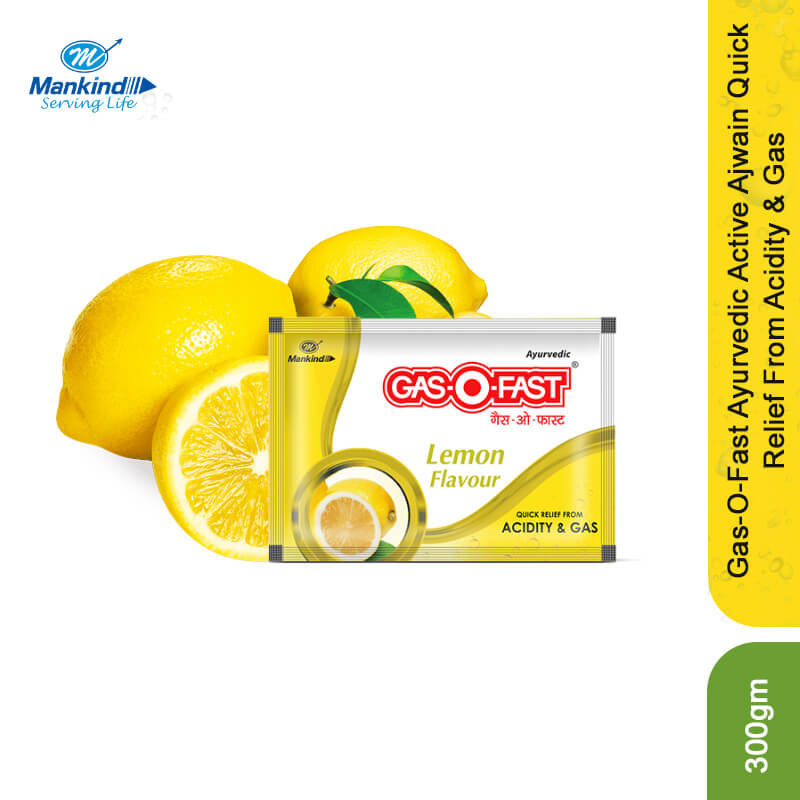 Gas-O-Fast Ayurvedic Lemon Flavour Quick Relief From Acidity & Gas, 300gm