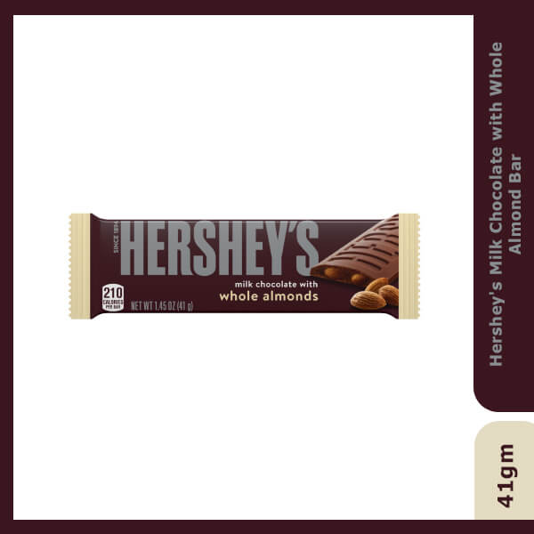 Hershey's Milk Chocolate with Whole Almond Bar, 41g