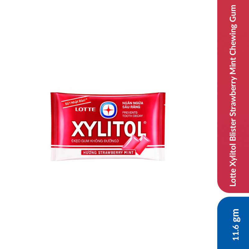 Lotte Xylitol Blister Strawberry Mint Chewing Gum, 11.6