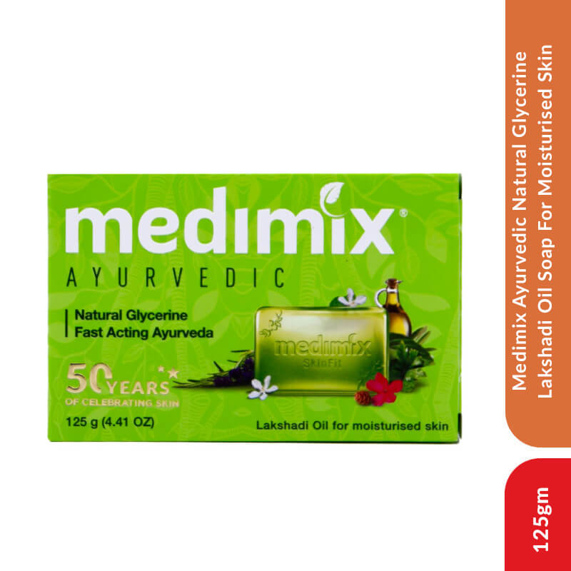 Medimix Ayurvedic Natural Glycerine Lakshadi Oil Soap For Moisturised Skin, 125g