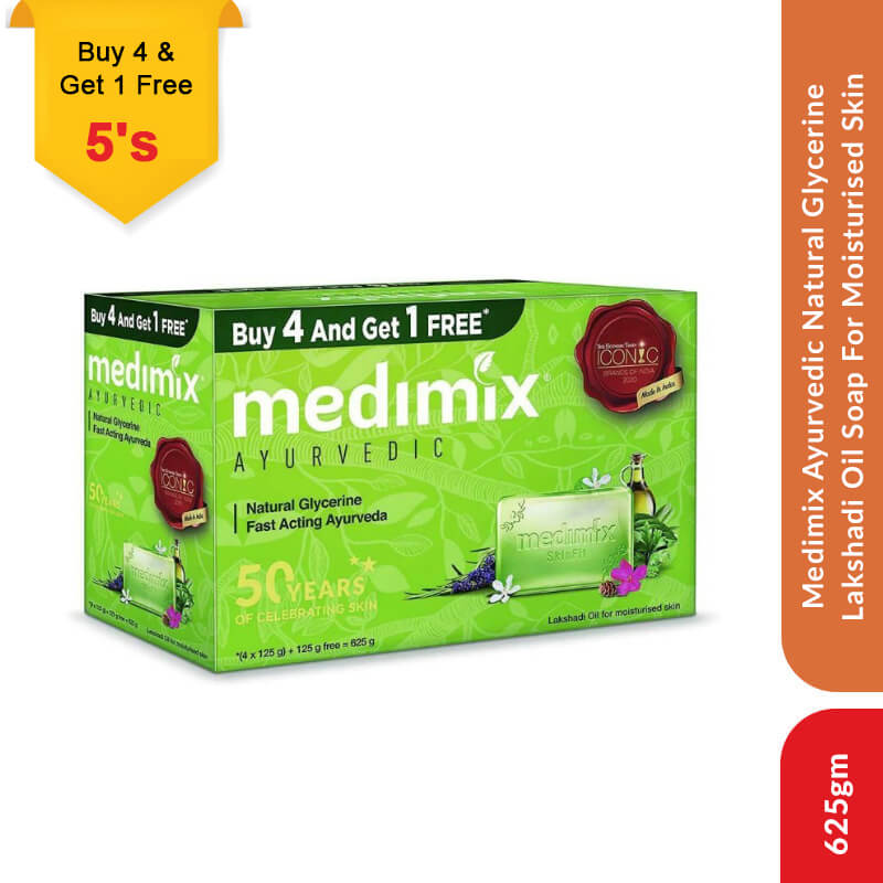 Medimix Ayurvedic Natural Glycerine Lakshadi Oil Soap For Moisturised Skin, 625gm