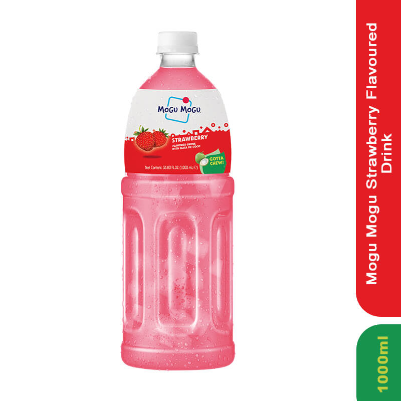 Mogu Mogu Strawberry Flavored Drink with Nata De Coco, 1000ml
