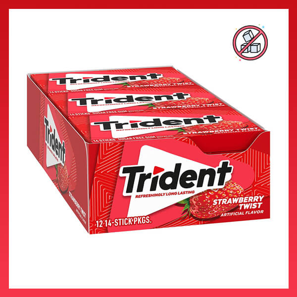 Trident Sugar Free Gum with Xylitol Strawberry Flavor, 14's